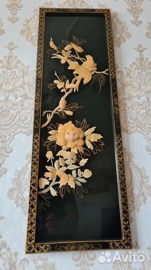 Панно из дерева. Лак.Кость. 1930-50г. Китай;Япония