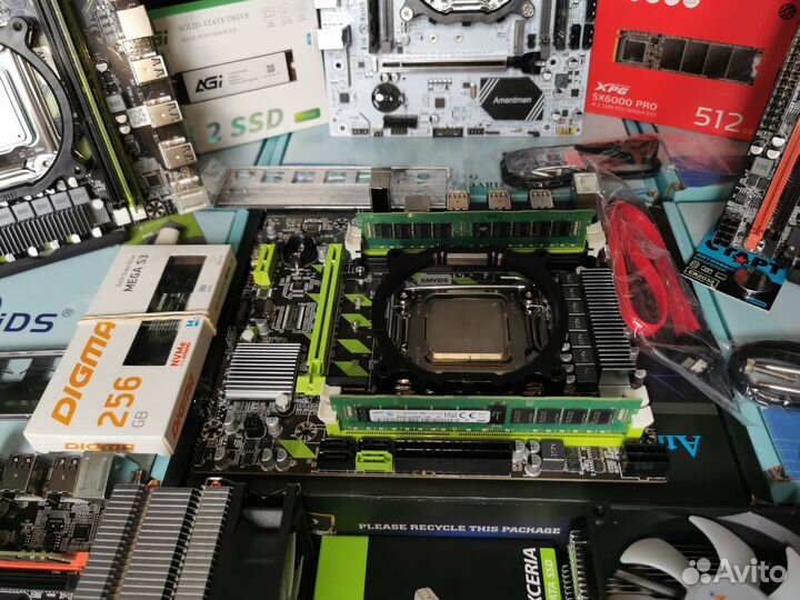 Комплект материнская плата Intel 8/12 ядер 16 озу