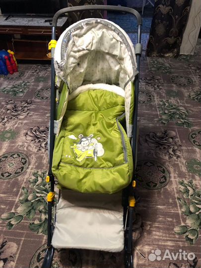 Детские санки коляска с колесами бу