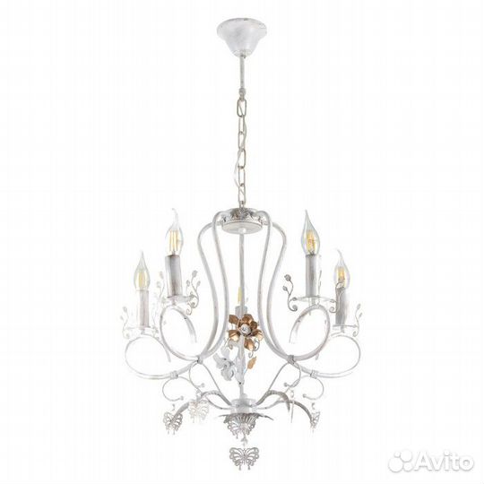 Люстра 'Сандра' 5xE14 40Вт белый с золотой патиной