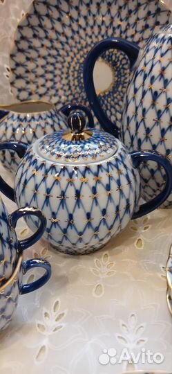 Кофейный сервиз кобальтовая сетка лфз