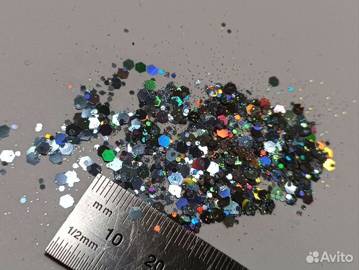 Блестки глиттеры 50гр серебристые зеркальные