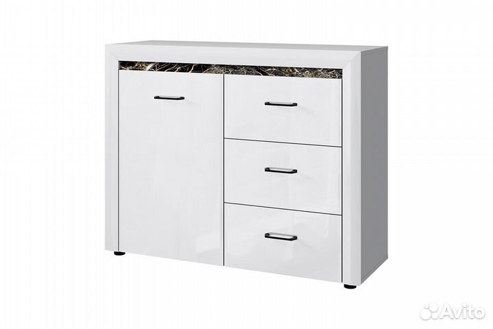 Whiteblack, Тумба 1D3S. Цвет белый / белый глянец