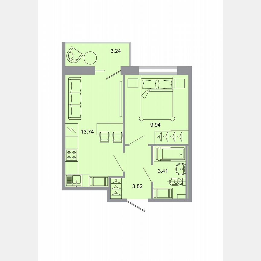 1-к. квартира, 31,7 м², 5/15 эт.