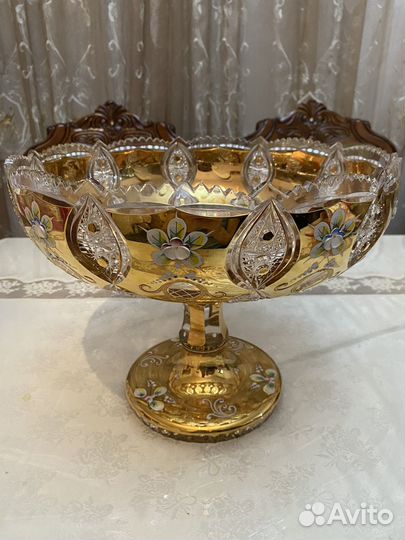 Ваза фруктовая,Чехия хрусталь лепка