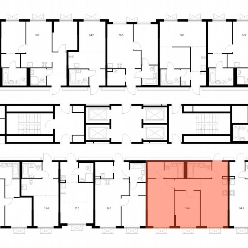 2-к. квартира, 59,6 м², 17/25 эт.