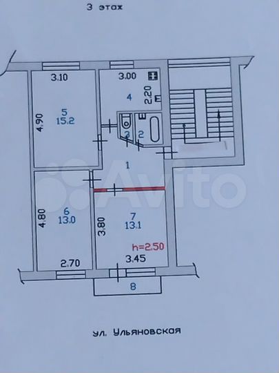 3-к. квартира, 59,1 м², 3/5 эт.