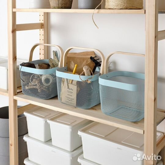 Новая голубая металлическая корзина IKEA risatorp