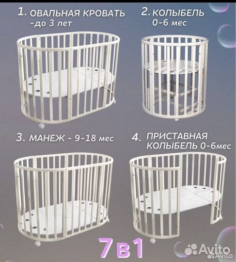 Детская кроватка трансформер 8 в 1