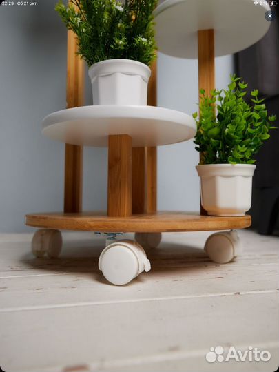 Подставка для цветов растений напольная бамбук