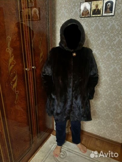 Шуба норковая 46 48 тёмно коричневый