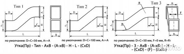 Утка прямая для воздуховода