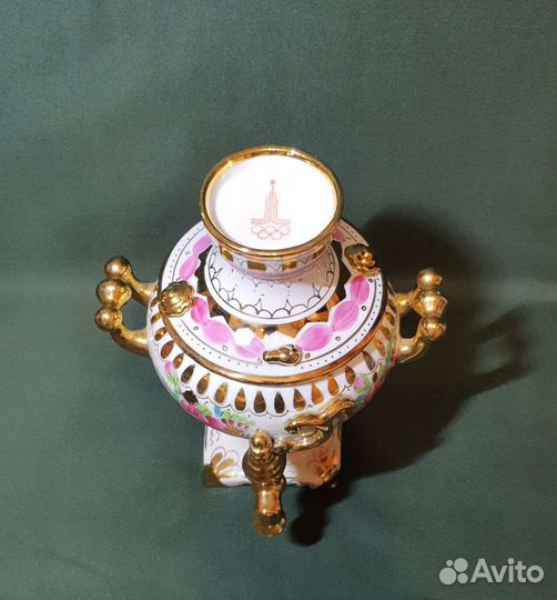 Редкий самовар с олимпийской символикой. Гжель