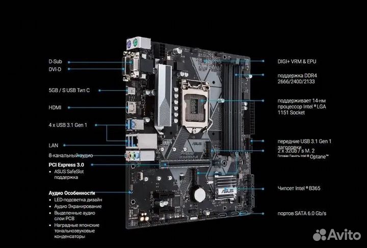 Материнская плата Asus b365m-a