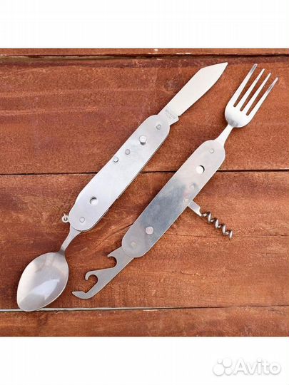 Мультитул новый складная ложка, вилка, нож 6 в 1