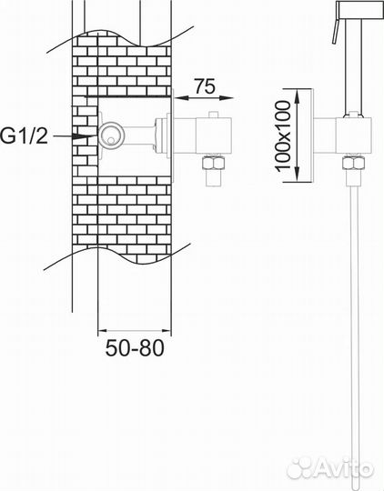 Гигиенический душ с термостатом Rose R965, хром