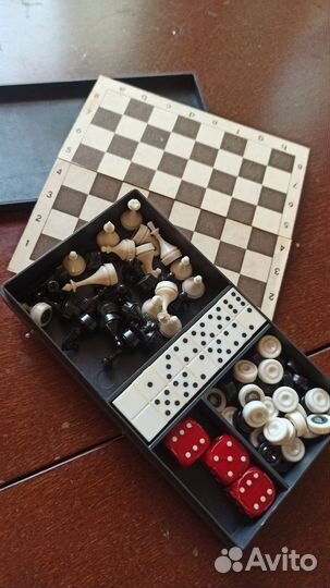 Дорожный магнит шахматы шашки домино СССР 14/8 см