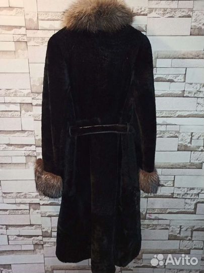 Шуба мутоновая с норкой размер 46-48