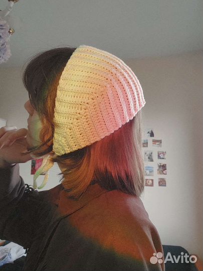 Чепчик косынка вязанный женский
