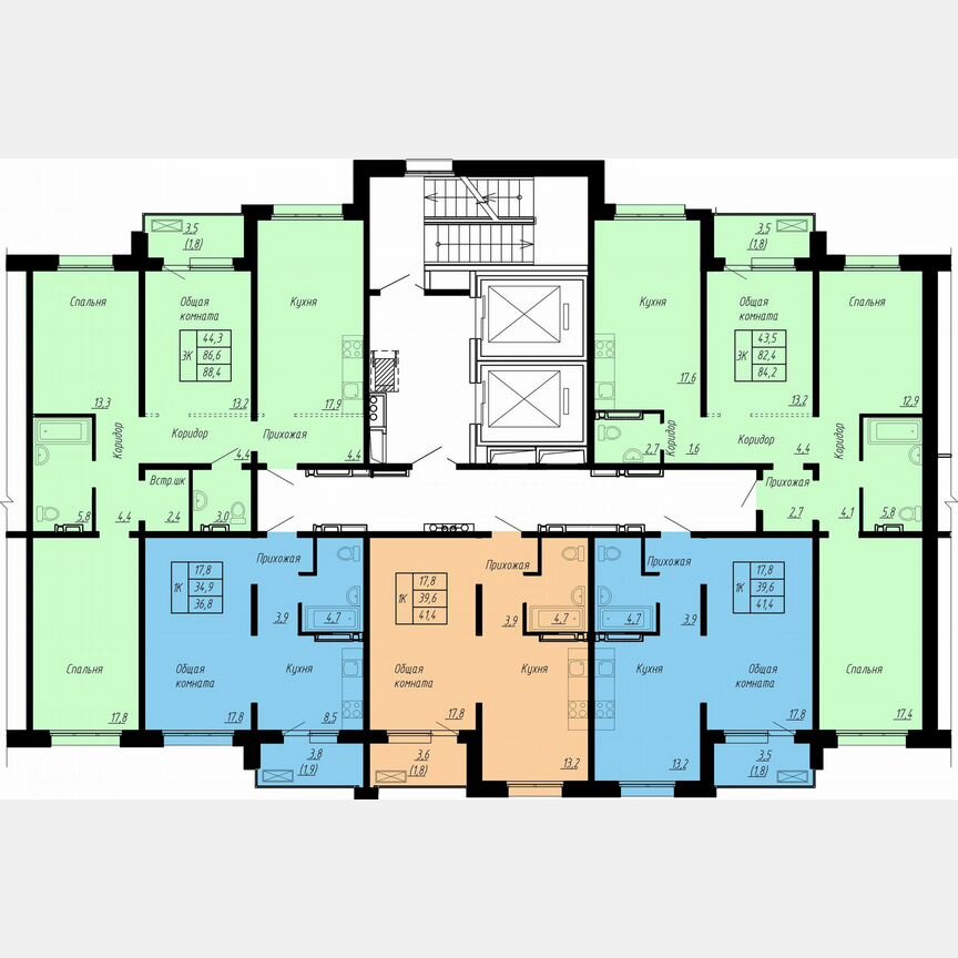 3-к. квартира, 84,2 м², 9/17 эт.