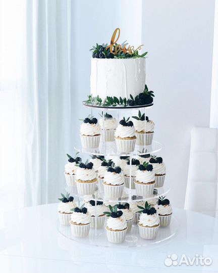 Прозрач подставка из орг. стекла под торт/капкейки