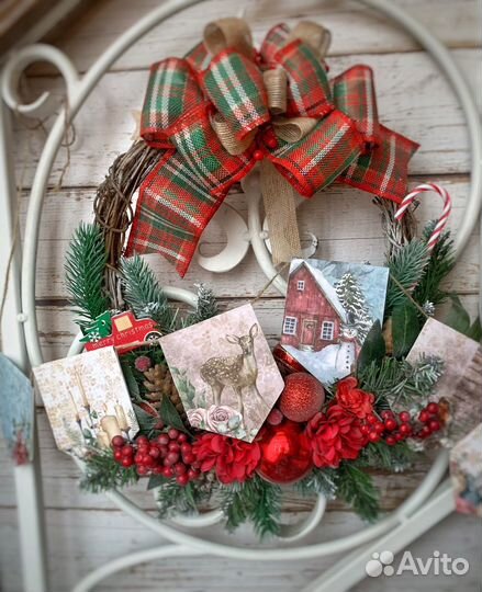 Новогодний венок ручной работы