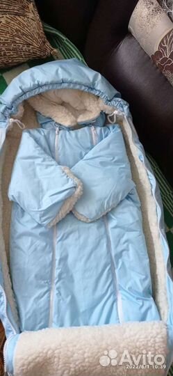 Зимний конверт в коляску на овчине