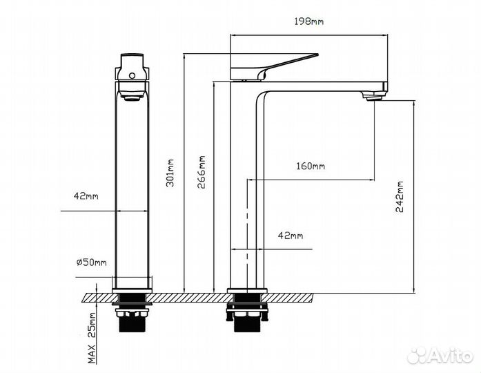 Смеситель накладной раковины хром Arco VBF-4AR02CH