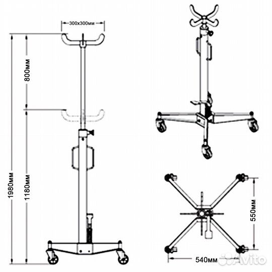 Стойка трансмиссионная гидравлическая, г/п 500 кг