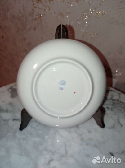 Блюдце и чашки кобальт лфз, позолота Дулево