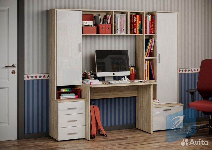 Паскаль-5 Угол школьника Дуб Сонома светлый Белый