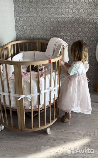 Детская кроватка трансформер круглая овальная