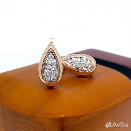 Золотые серьги с бриллиантами 585пр. вес: 6,71гр
