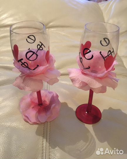 Свадебные праздничные бокалы ручной работы