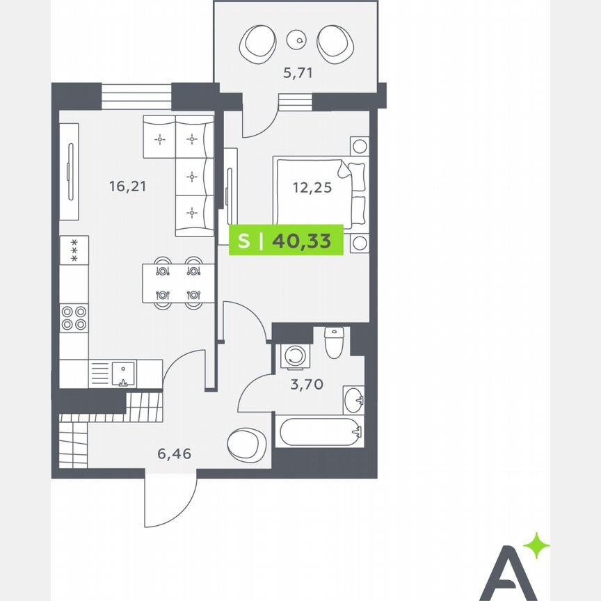 1-к. квартира, 40,5 м², 11/12 эт.