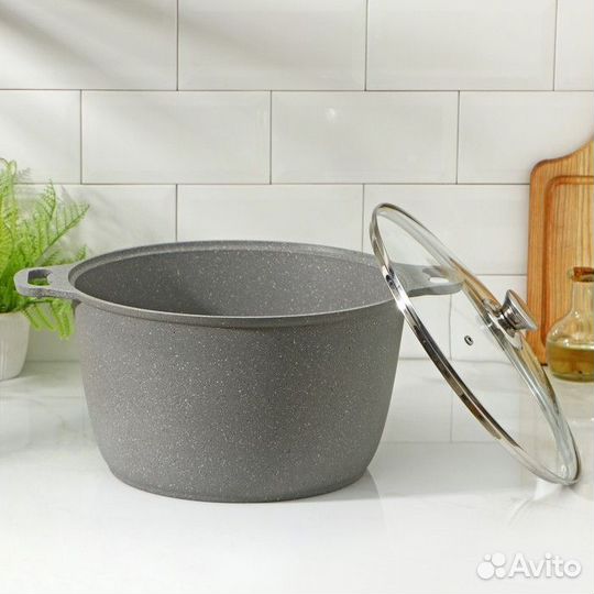 Кастрюля, 10 л, стеклянная крышка, антипригарное п