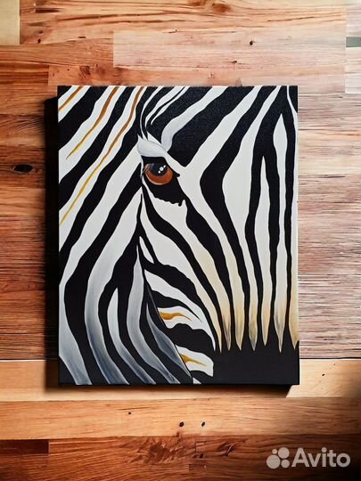 Интерьерная картина маслом зебра