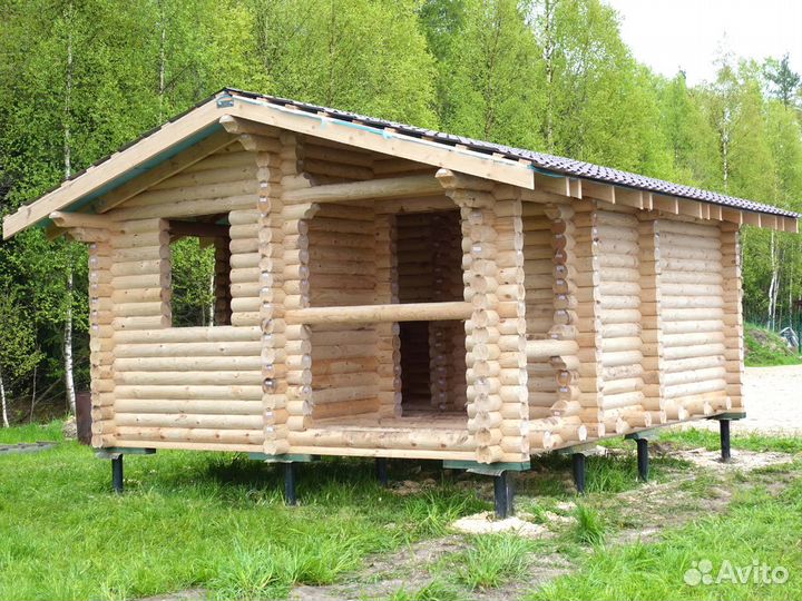 Сруб Бани 5.0х6.0м. из бревна с крыльцом