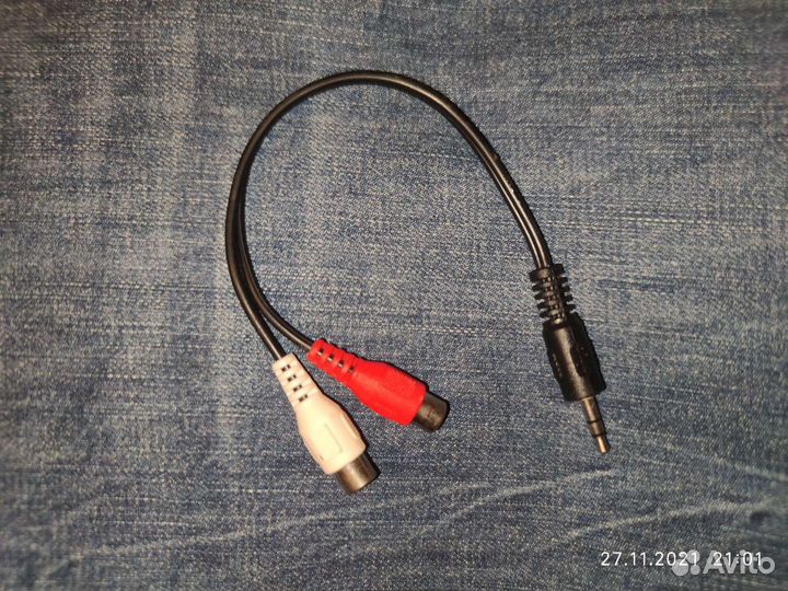 Кабель 3.5mm/2 stereo (Mini jack-RCA Female) 24 см