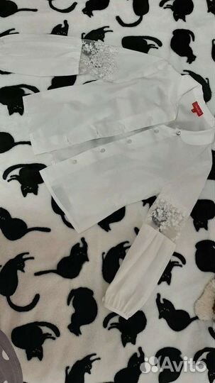 Школьная Рубашка с кружевные рукавами 122 размер