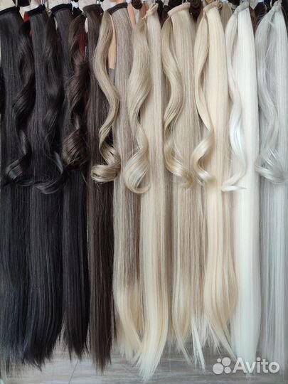 Накладной хвост шиньон термоволокно прямой