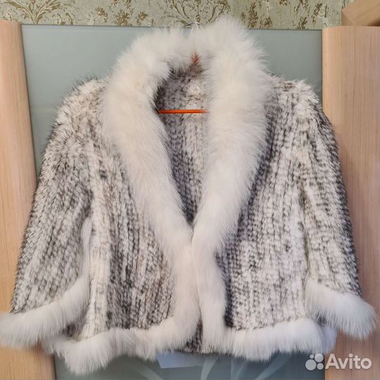 Шубка манто накидка норковая белая 46