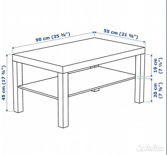 Журнальный стол - IKEA lack/икеа лакк, 90х55х45