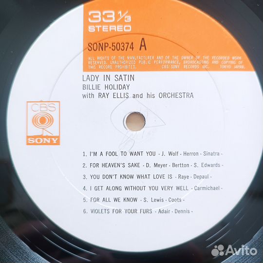 Billie holiday lady IN satin LP japan винил