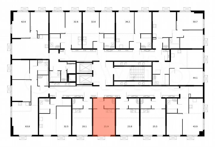 Квартира-студия, 21,9 м², 17/17 эт.