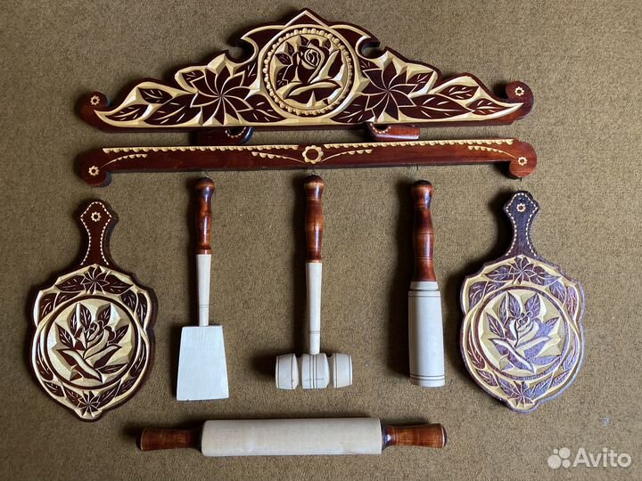 Набор для кухни из массива березы ручной работы