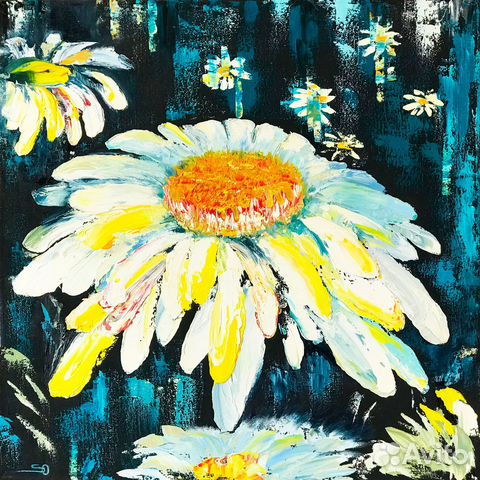 Картина ромашка Картина с цветами маслом на холсте