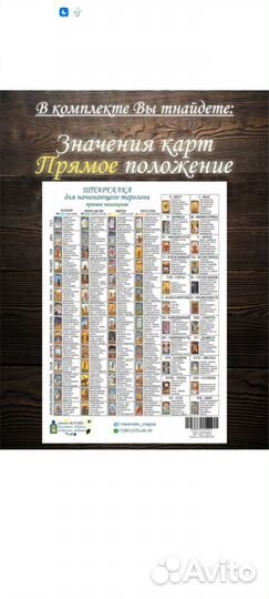 Шпаргалка для карт Таро Манара