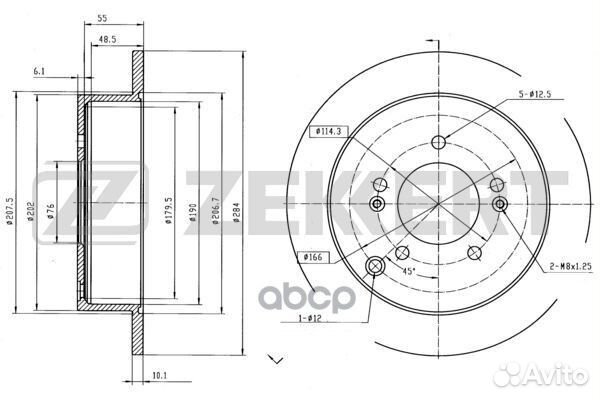 Диск торм. зад. Hyundai ix35 10- Santa Fe I 01
