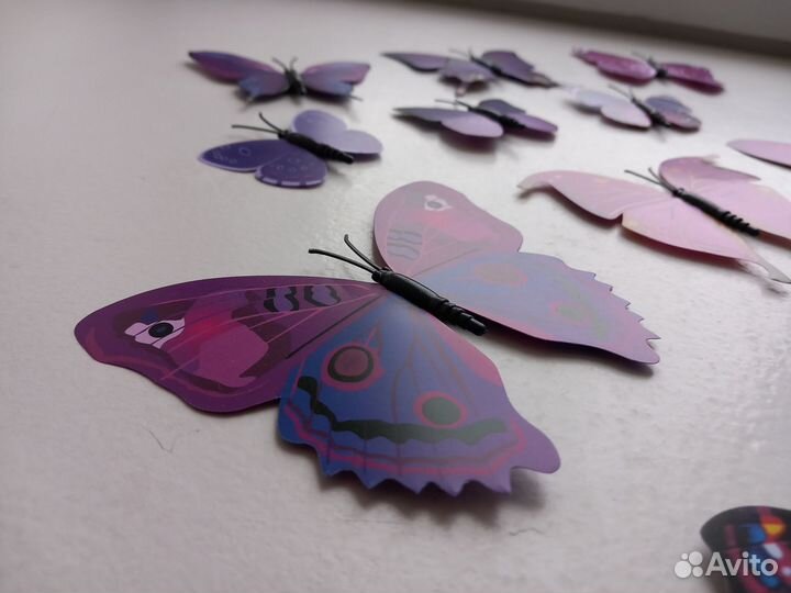 Декоративные бабочки на магнитах Набор 12 шт